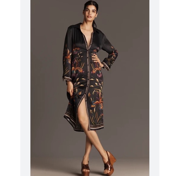 Anthropologie Dresses & Skirts - Bl-nk Ferlina Long-Sleeve
Midi Shirt Dress
NWT
COLOR- Black Pattern